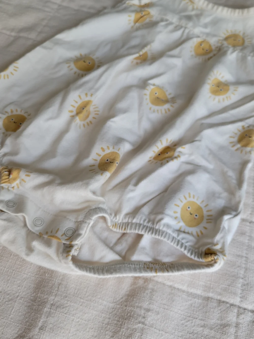 Old Navy White Baby Romper with Yellow Sun Print
